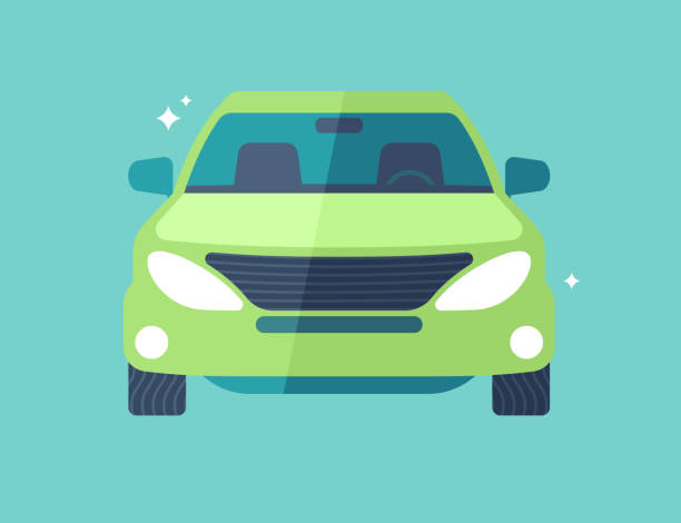 Car or SUV Front View SUV vehicle car front view modern flat design illustration. shiny illustrations stock illustrations