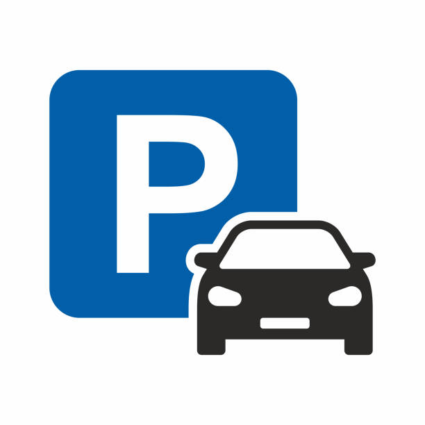 ilustraciones, imágenes clip art, dibujos animados e iconos de stock de icono de aparcamiento de coche - park