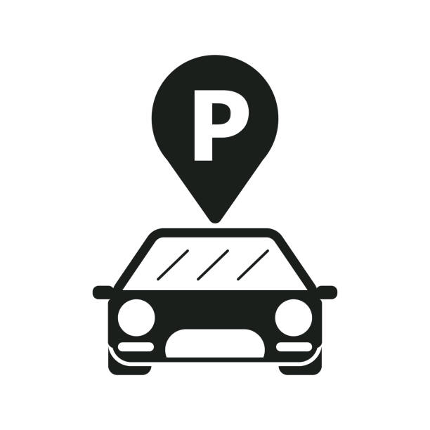 parkplatz parken  - parking lot stock-grafiken, -clipart, -cartoons und -symbole