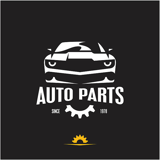 car parts icon, sports car silhouette car parts icon, auto parts label, sports car silhouette logo design garage silhouettes stock illustrations