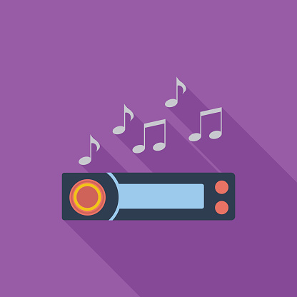Car radio icon. Flat vector related icon with long shadow for web and mobile applications. It can be used as - logo, pictogram, icon, infographic element. Vector Illustration.  vector