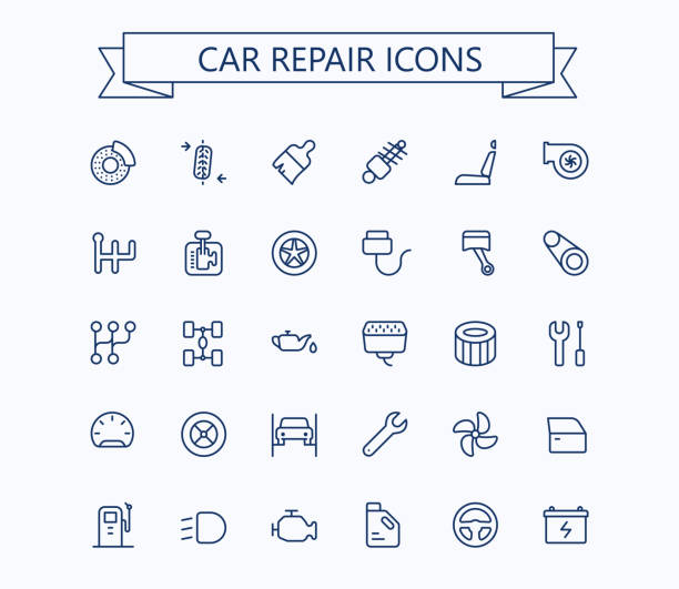 Car repair and services vector outline mini line icons set. 24x24 px. Pixel Perfect. Editable stroke. Car repair and services vector outline mini line icons set. 24x24 px. Pixel Perfect. Editable stroke.	eps 10 mini fan stock illustrations