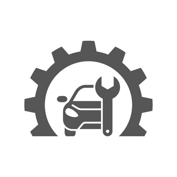 Car repair gear outline icon in flat style. Elements of car repair illustration icon. Signs and symbols can be used. For web, logo, mobile app, UI Car repair gear outline icon in flat style. Elements of car repair illustration icon. Signs and symbols can be used. For web, logo, mobile app, UI garage stock illustrations