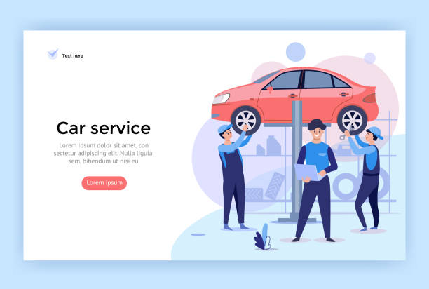 Car service concept illustration, Car service concept illustration, Perfect for web design, banner, mobile app, landing page, vector flat design. garage stock illustrations