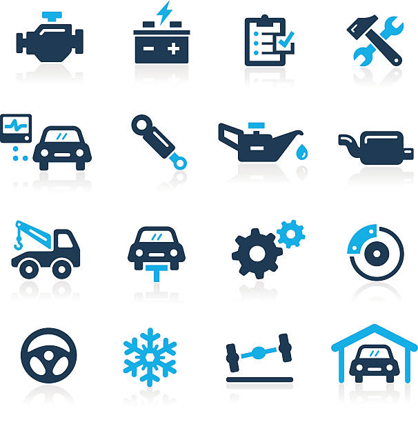 car service icons // azure series - grease stock illustrations