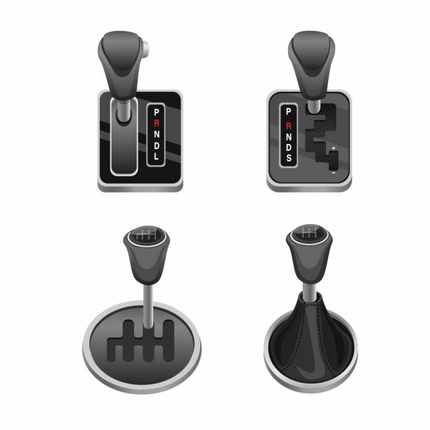 Car Transmission Lever in Automatic, Semi Automatic and manual symbol collection icon set, Automotive Gear Lever Shift. Concept Realistic illustration vector in white background Car Transmission Lever in Automatic, Semi Automatic and manual symbol collection icon set, Automotive Gear Lever Shift. Concept Realistic illustration vector in white background shift knob stock illustrations