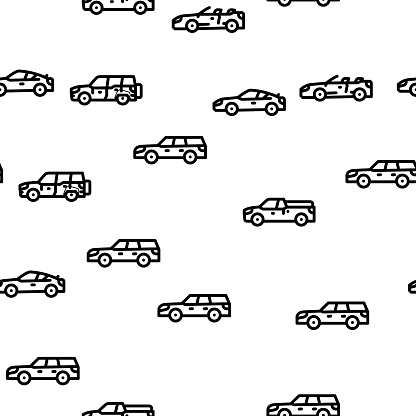 Car Transport Different Body Type Vector Seamless Pattern
