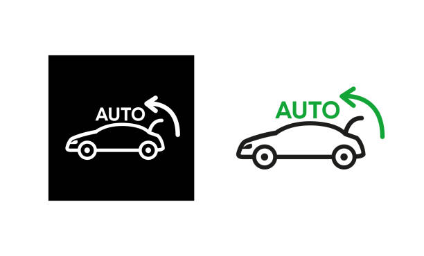 ilustrações de stock, clip art, desenhos animados e ícones de car trunk auto icon. car trunk key icon. - fechar porta bagagens