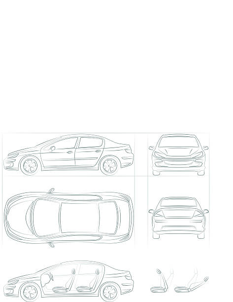 car Car scheme on a white background car drawings stock illustrations