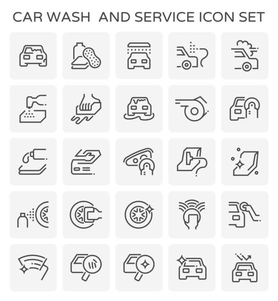 stockillustraties, clipart, cartoons en iconen met autowassen pictogram - close up