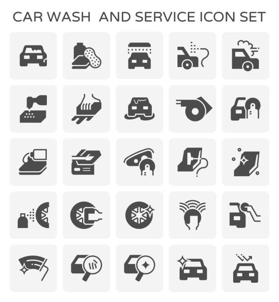 stockillustraties, clipart, cartoons en iconen met autowassen pictogram - close up
