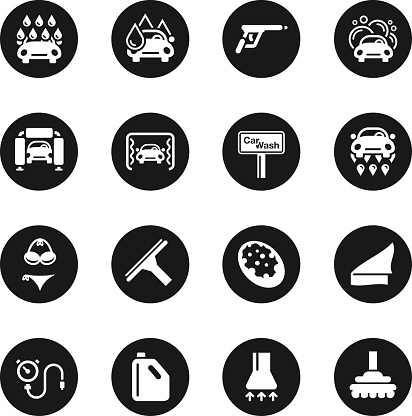 Car Wash Icons - Black Circle Series