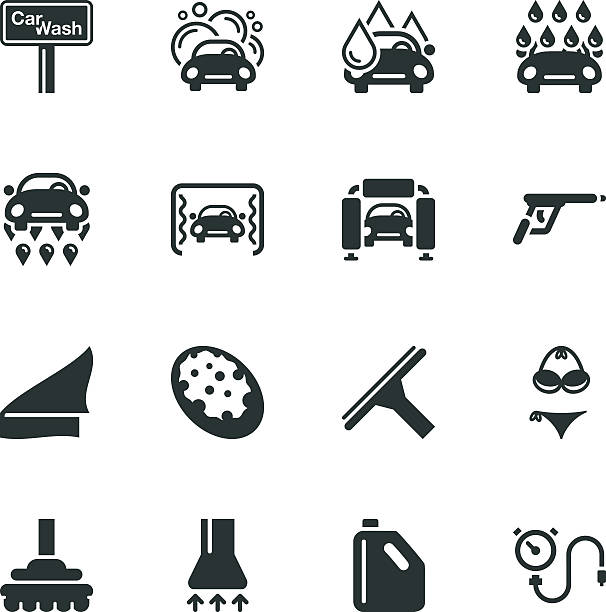 Car Wash Silhouette Icons Car Wash Silhouette Vector File Icons. garage clipart stock illustrations