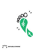 istock Carbon Footprint Flat Line Icon with Editable Stroke 1345132268