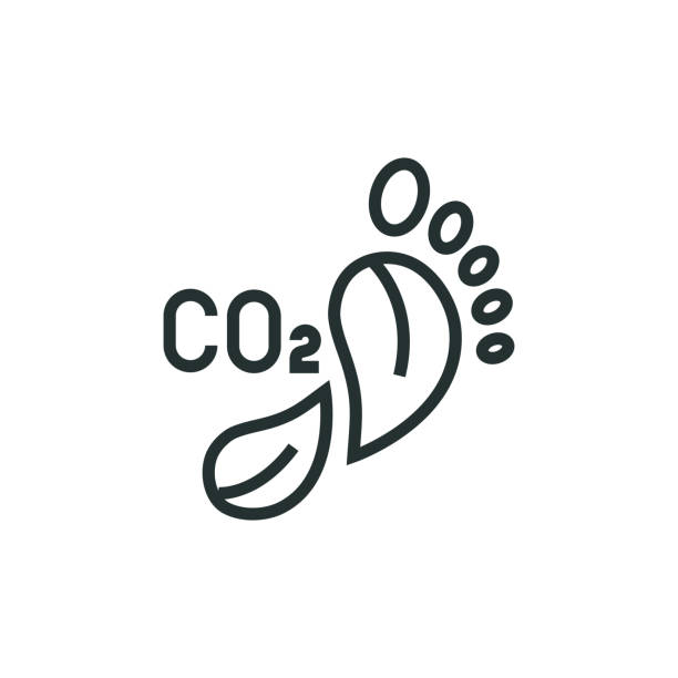 ilustrações de stock, clip art, desenhos animados e ícones de carbon footprint line icon - co2