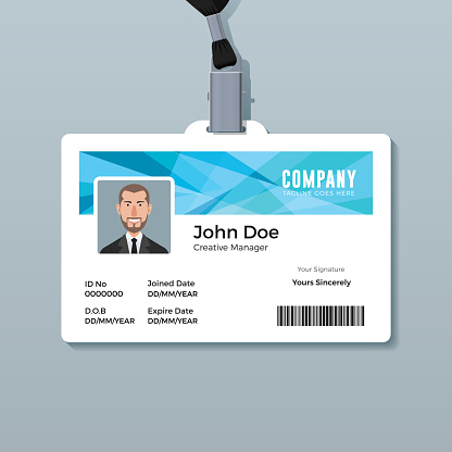 ID Card Template with Abstract Blue Background
