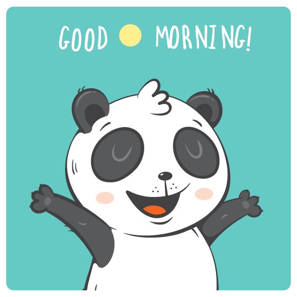 ilustraciones, imágenes clip art, dibujos animados e iconos de stock de tarjeta con panda. - teddy ray