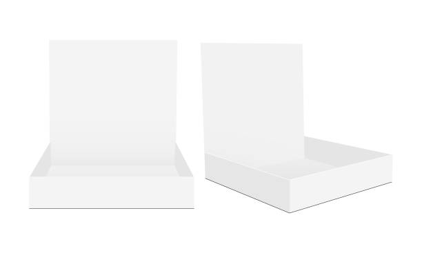 Cardboard counter display box mock up in front and side view Cardboard counter display box mock up in front and side view. Vector illustration retail display stock illustrations