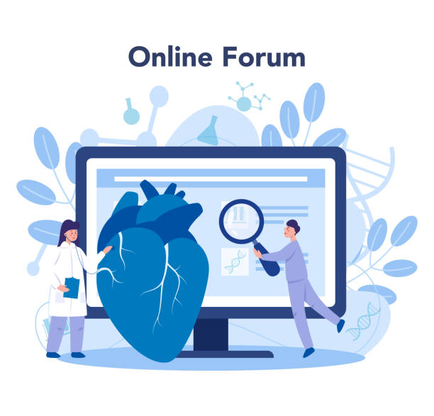 ilustrações, clipart, desenhos animados e ícones de serviço online de cardiologia ou plataforma. acordo médico - cardiologista