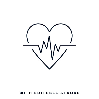 Cardiovascular applications concept graphic design can be used as icon representations. The vector illustration is line style, pixel perfect, suitable for web and print with editable linear strokes.
