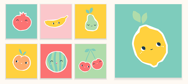 Cards with fruits