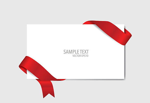 Cards with red ribbons. Vector illustration. vector art illustration