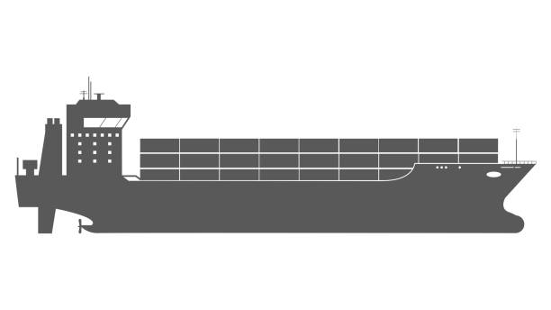 Cargo Ship Icon with Container Loads in the export-import Shipping Process. vector art illustration