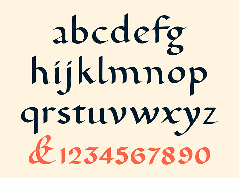 Carolingian Minuscule Alphabet Hand-Drawn Calligraphy