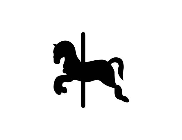 Carousel Horse icon. Merry Go Round. Isolated Carnival silhouette symbol - Vector Carousel Horse icon. Merry Go Round. Isolated Carnival silhouette symbol - Vector carousel horses stock illustrations