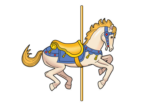 Carousel Horse Illustration of a single horse from a merry-go-round carousel horse stock illustrations