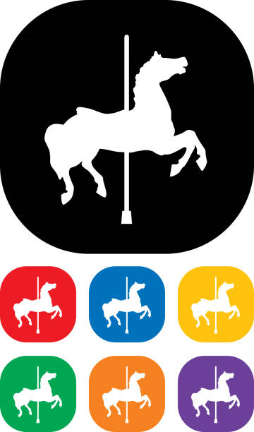 Carousel Icon Set Vector carousel icon set. carousel horse stock illustrations