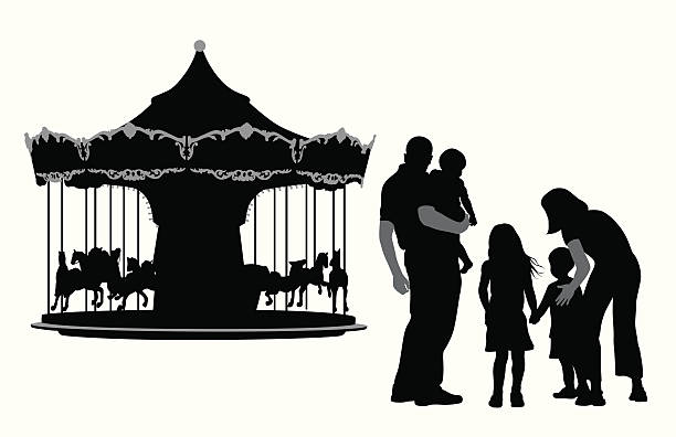 Caroussel Vector Silhouette A-Digit carousel horse stock illustrations