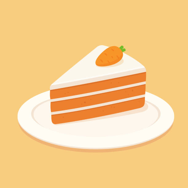 ilustrações de stock, clip art, desenhos animados e ícones de carrot cake slice - serving a slice of cake