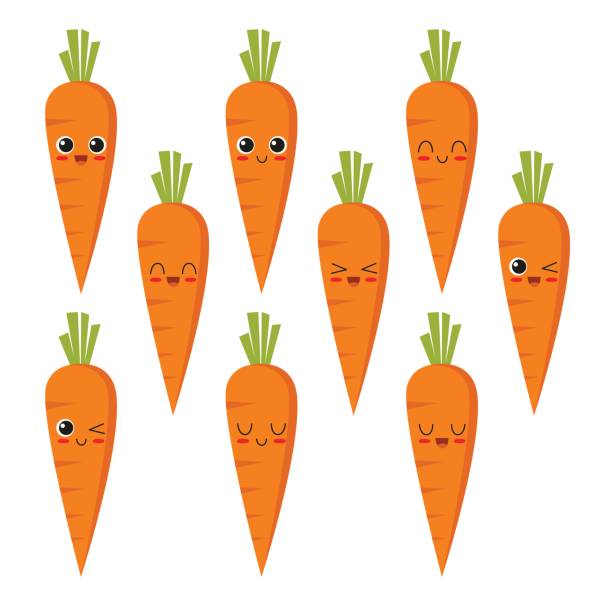 Carrot character collection Cute, funny and happy carrot set character. Vegetables vector illustration carrot stock illustrations