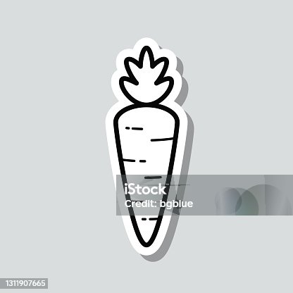 istock Carrot. Icon sticker on gray background 1311907665