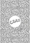 Cars and vehicles Ink brush drawing.