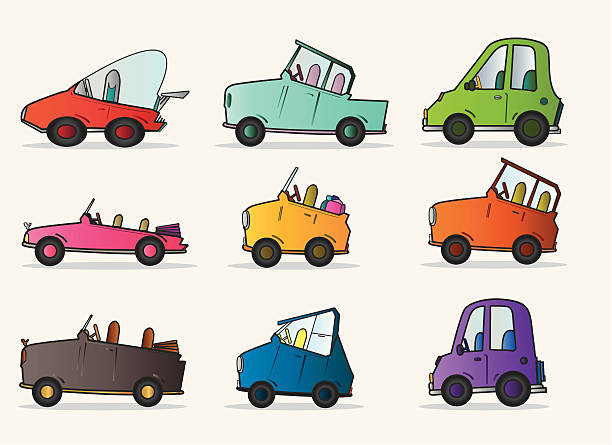 autos - lustige autos stock-grafiken, -clipart, -cartoons und -symbole