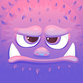 Funny colorful cartoon comic alien or monster's sad or disappointed emotion the vector illustration. Face for halloween and computer games characters design.