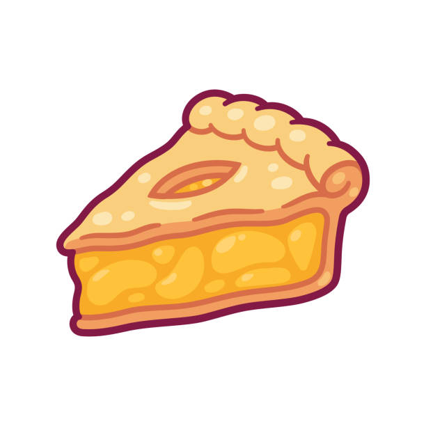 Cartoon apple pie slice Cute cartoon apple pie drawing. Hand drawn slice of traditional American fruit pie. Isolated vector illustration. apple pie stock illustrations