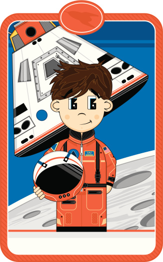 Cartoon Astronaut & Space Capsule