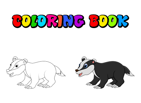 Cartoon Badger Coloring Book Isolated On White Background Stock