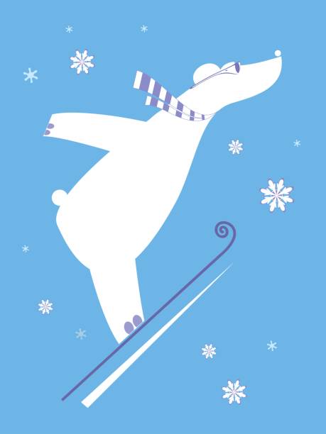 Cartoon bear a ski jumper illustration vector art illustration