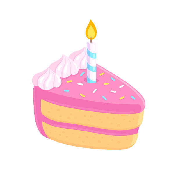 ilustrações de stock, clip art, desenhos animados e ícones de cartoon birthday cake - serving a slice of cake