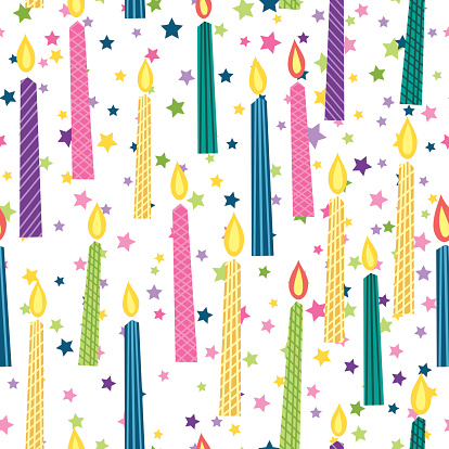 Cartoon Birthday Candles Seamless Background Pattern