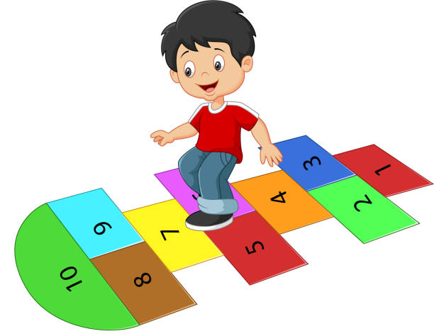 Ninos Jugando A La Rayuela En El Patio 297724 Vector En Vecteezy