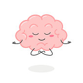 istock Cartoon brain character meditation in lotus pose 1221021570