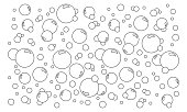 istock Cartoon bubbles vector line background. Pattern soap foam, bath suds, effervescent water, soda or champagne, fizzy drink, oxygen bubbles. Abstract illustration 1291106997