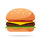istock Cartoon burger vector isolated illustration 1184633031