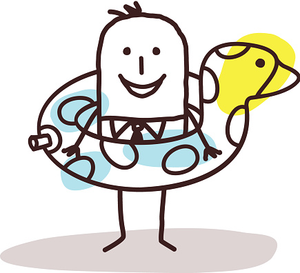 cartoon businessman with a duck buoy