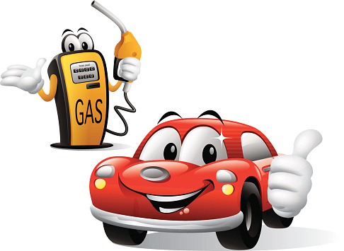 Cartoon Car With Gas Pump